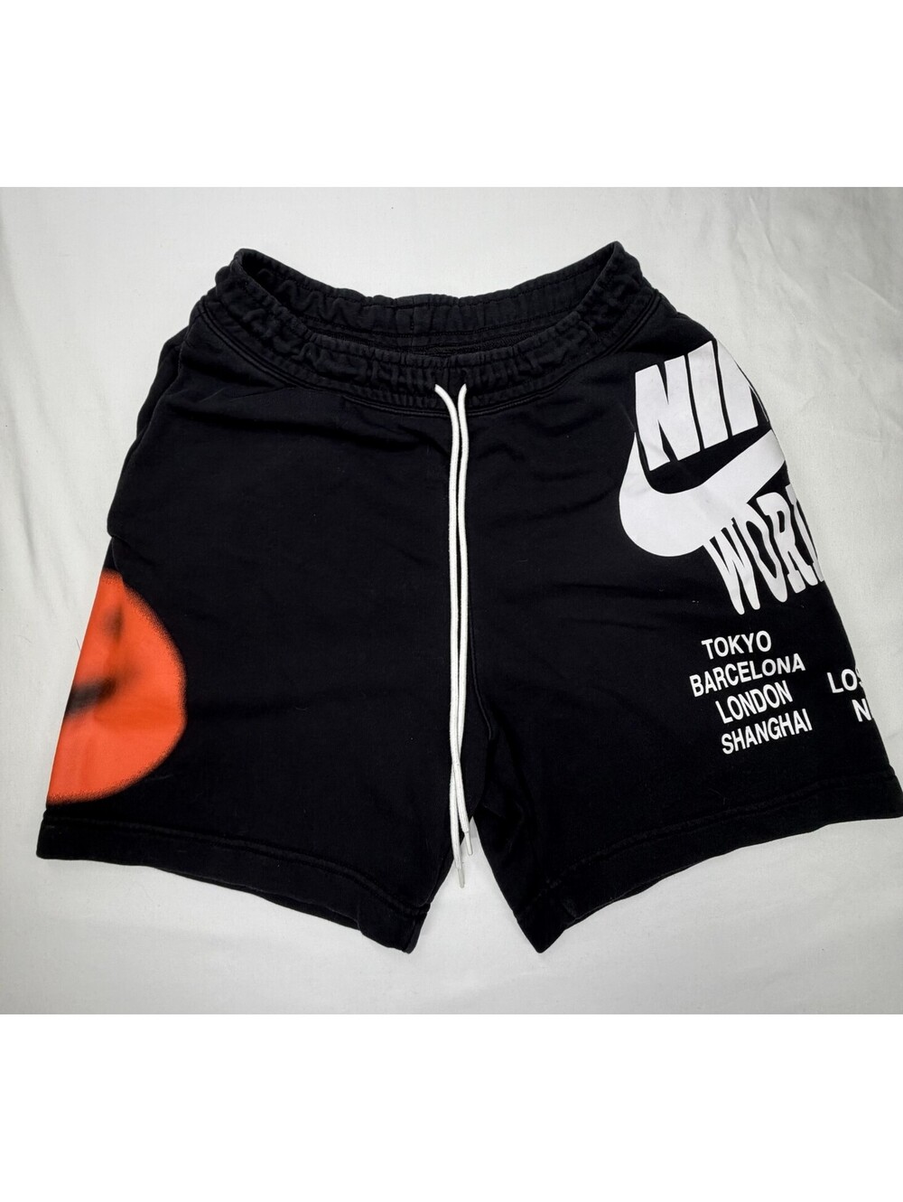 Nike Men's Shorts Sweat Drawstring World Tour French Terry Pocket  Size S Black